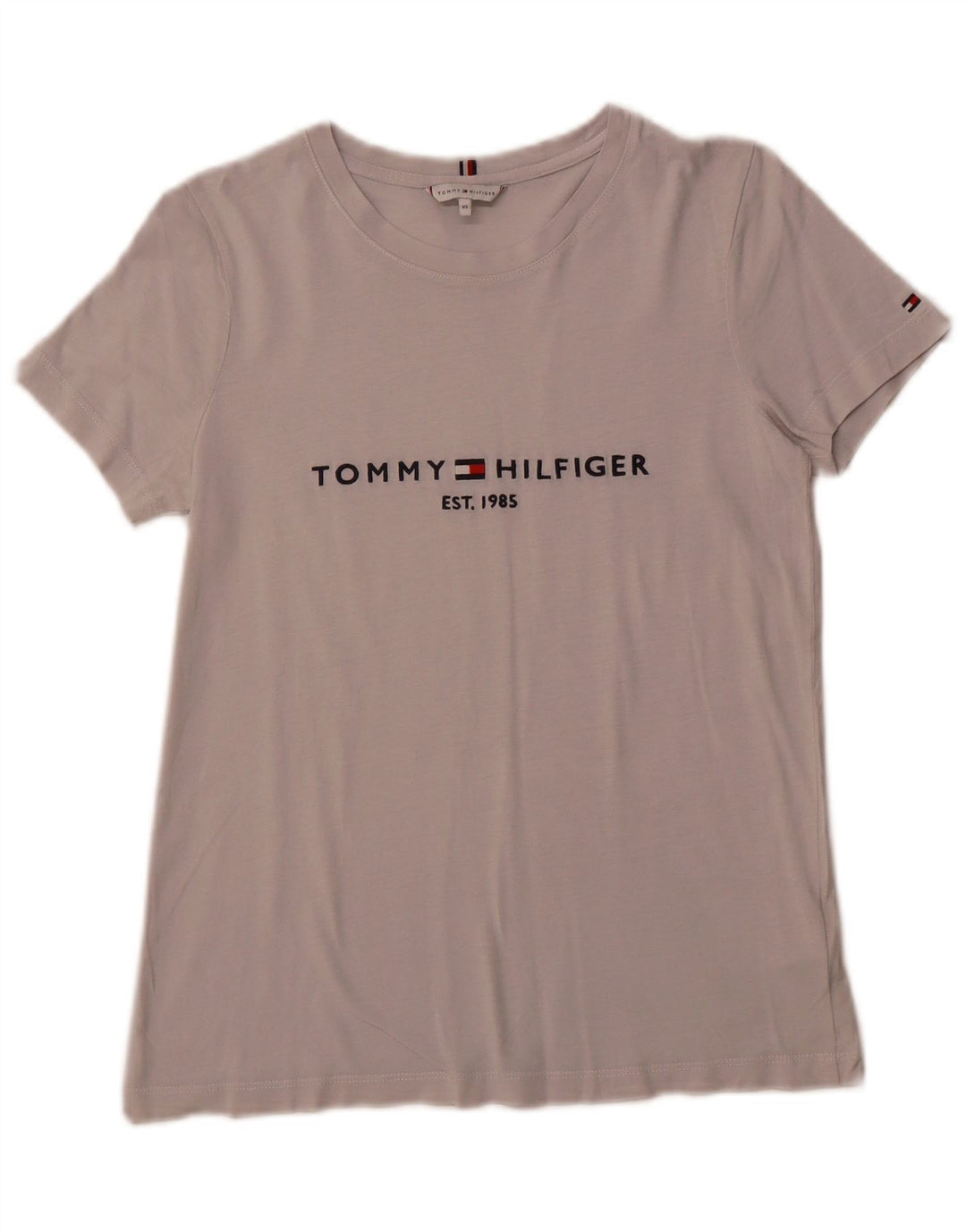 TOMMY HILFIGER Grafisk T-shirt top til kvinder UK 6 XS grå bomuld