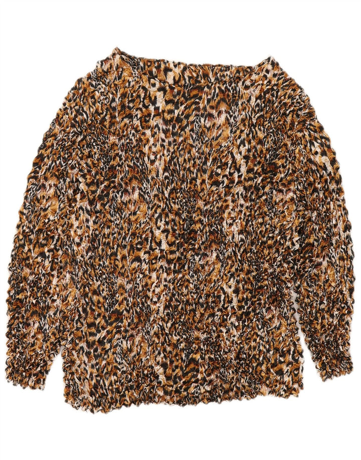 Vintage Dame Bluse Top UK 14 Medium Multicolored Animal Print Polyester
