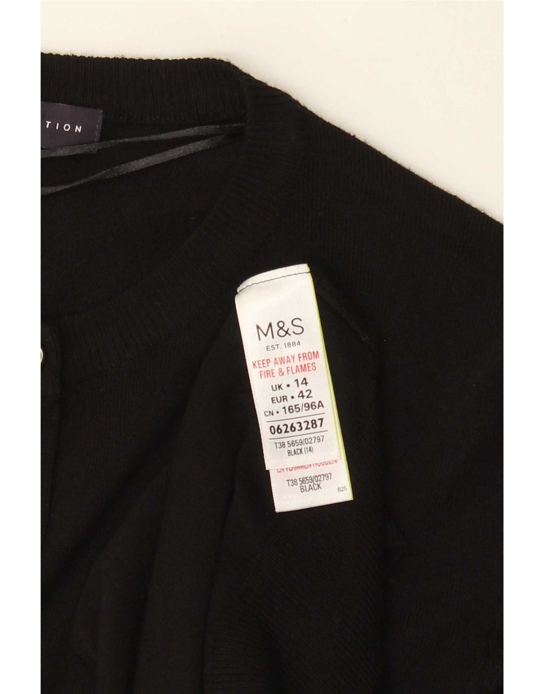 Marks & Spencer Dame Cardigan Sweater UK 14 Stor Sort Viscose