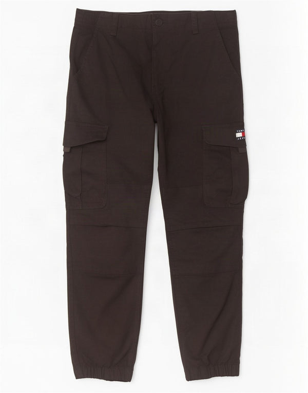 Tommy Hilfiger Mens Joggers Cargo Trousers W32 L30 Black Cotton