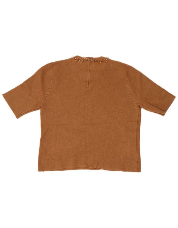Zara Kortærmet Crop Top UK 12 Medium Brun