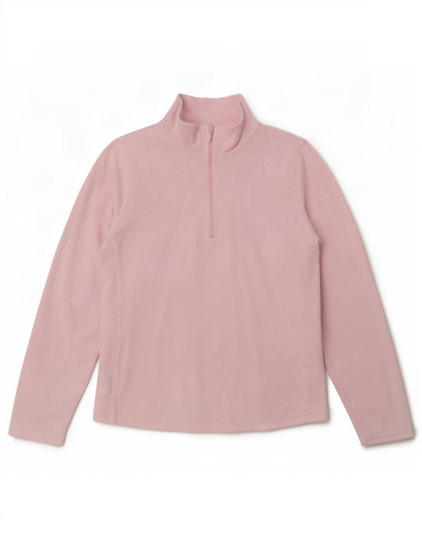 Gap Womens Zip Neck Fleece Jumper UK 14 Medium Pink Polyester