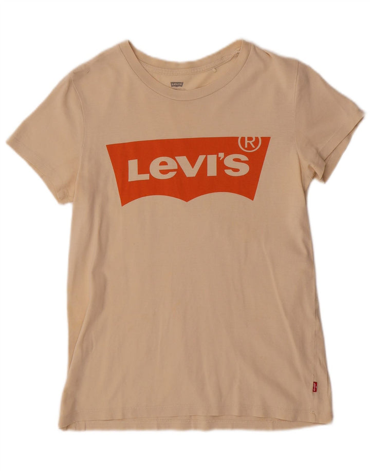 Levi's Grafisk T-shirt top til kvinder UK 6 XS Beige