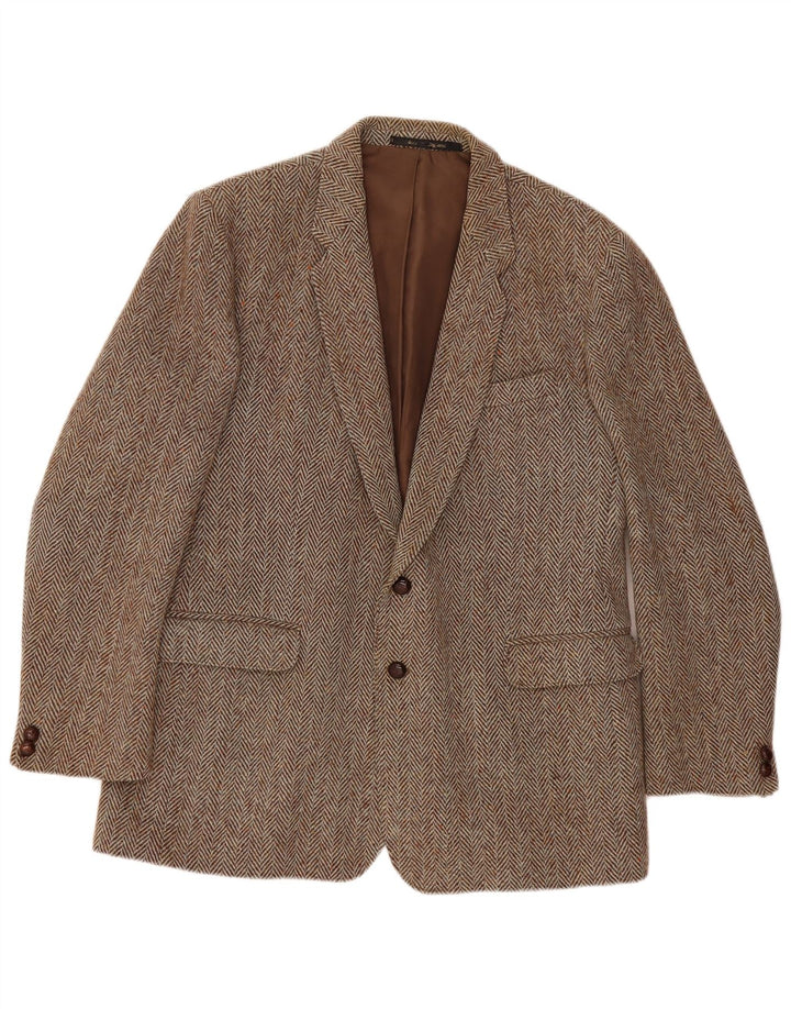 Barker Herre Harris Tweed 2 Button Blazer Jacket UK 46 3XL Brun sildeben