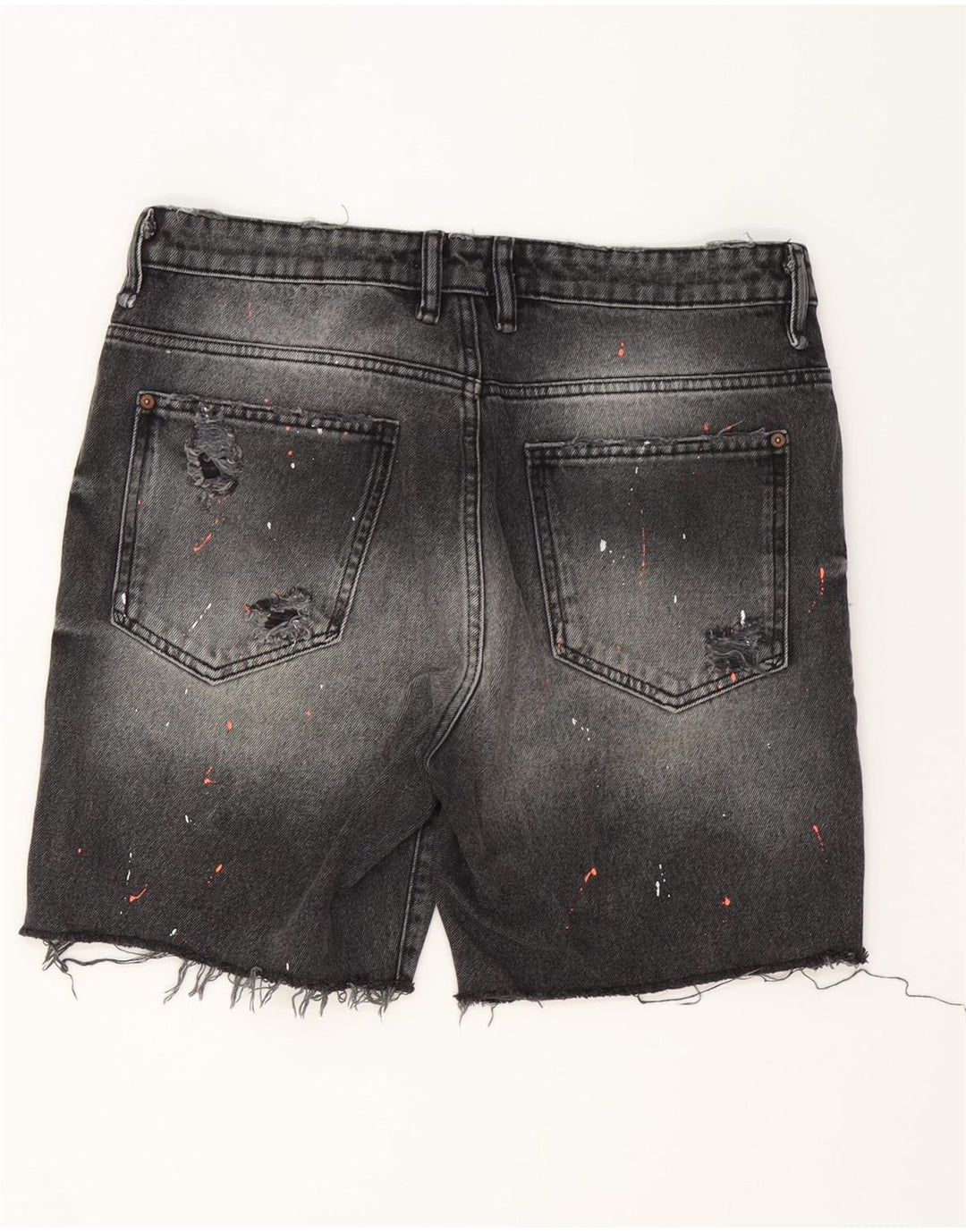 ZARA Distressed Denim Shorts til mænd EU 42 Large W32 Grå Bomuld