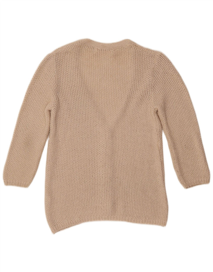 ZARA 3/4-ærmet cardigantrøje til kvinder UK 12 Medium Beige
