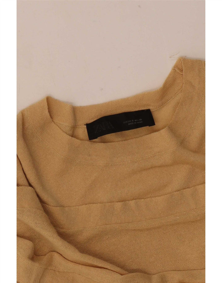 Zara Dame T-Shirt Top UK 10 Lille Gul