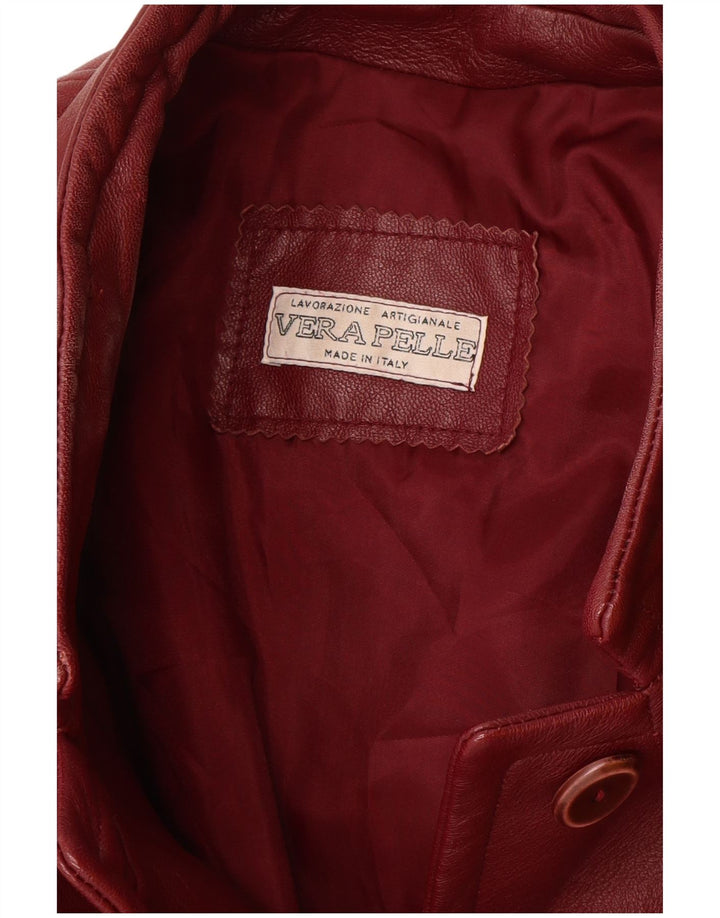 Vintage læderfrakke til kvinder IT 46 Large Burgundy læder