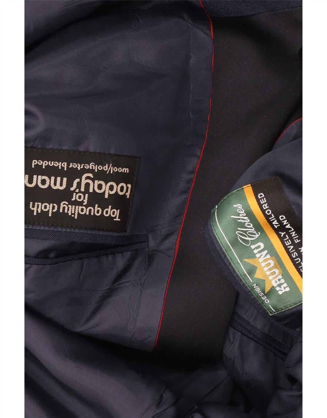 Kruunu Herre 1-knap blazerjakke UK 36 Small Navy Blue Colourblock Uld
