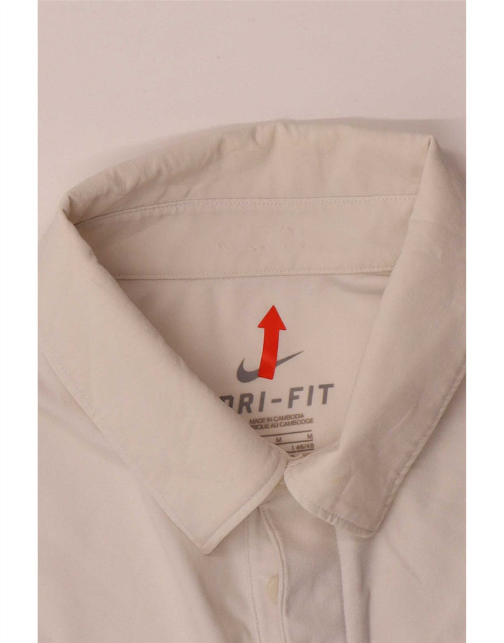 Nike Dri Fit poloshirt til mænd UK 38/40 Medium White Colourblock Polyester