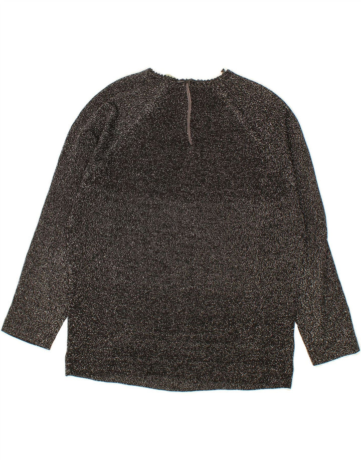 VINTAGE Womens Top Long Sleeve UK 14 Medium Black Synthetic Vintage Vintage and Second-Hand Vintage from Messina Hembry 