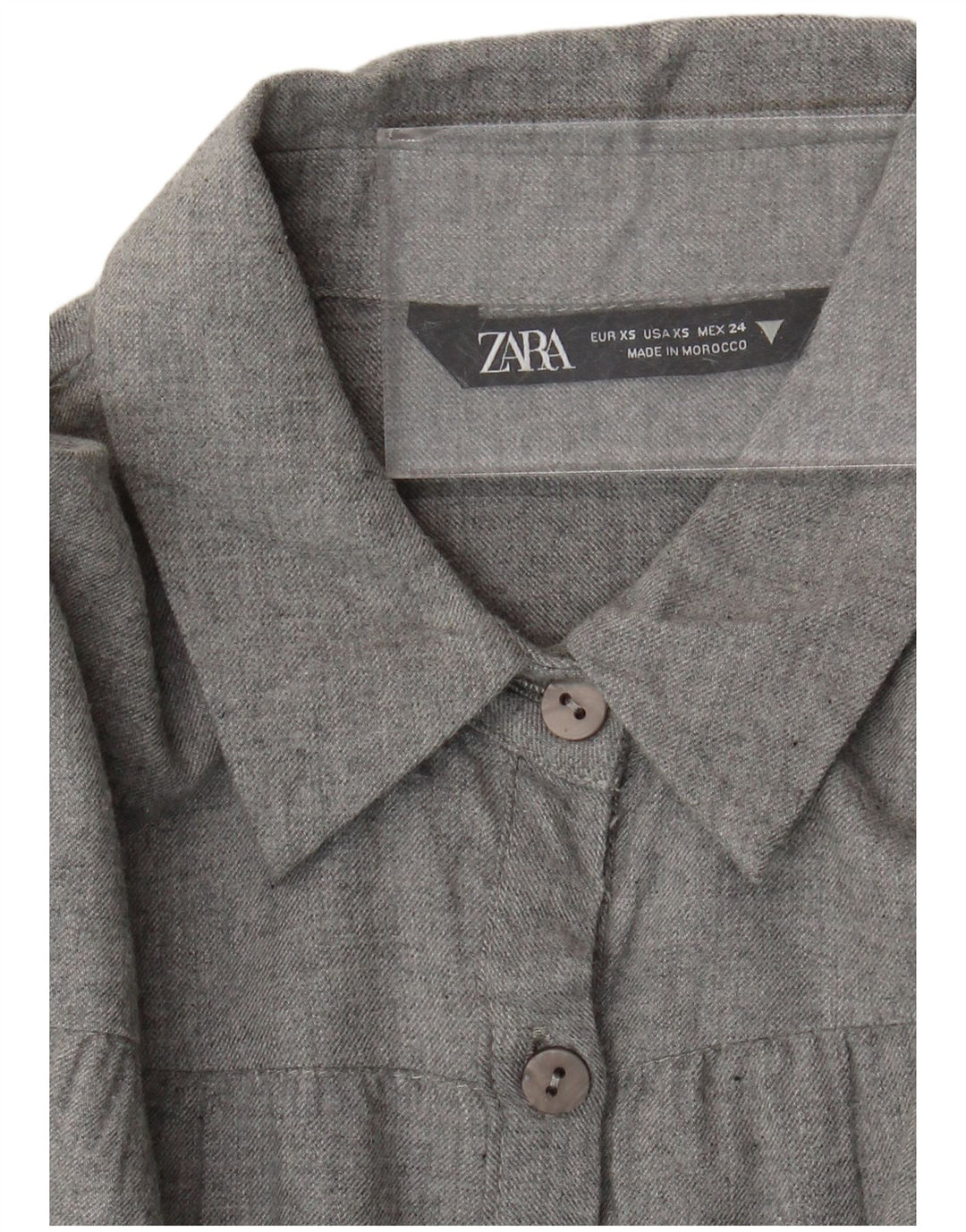Zara Kvinders Oversized Skjortekjole UK 6 XS Grå