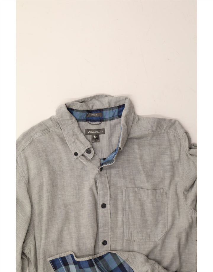 EDDIE BAUER Mens Classic Fit Shirt Large Grey Cotton Vintage Eddie Bauer and Second-Hand Eddie Bauer from Messina Hembry 