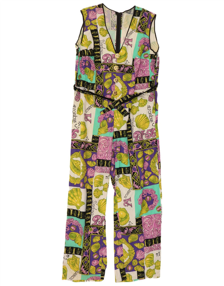 Vintage Kvinders Grafisk Jumpsuit UK 12 Medium Flerfarvet Patchwork