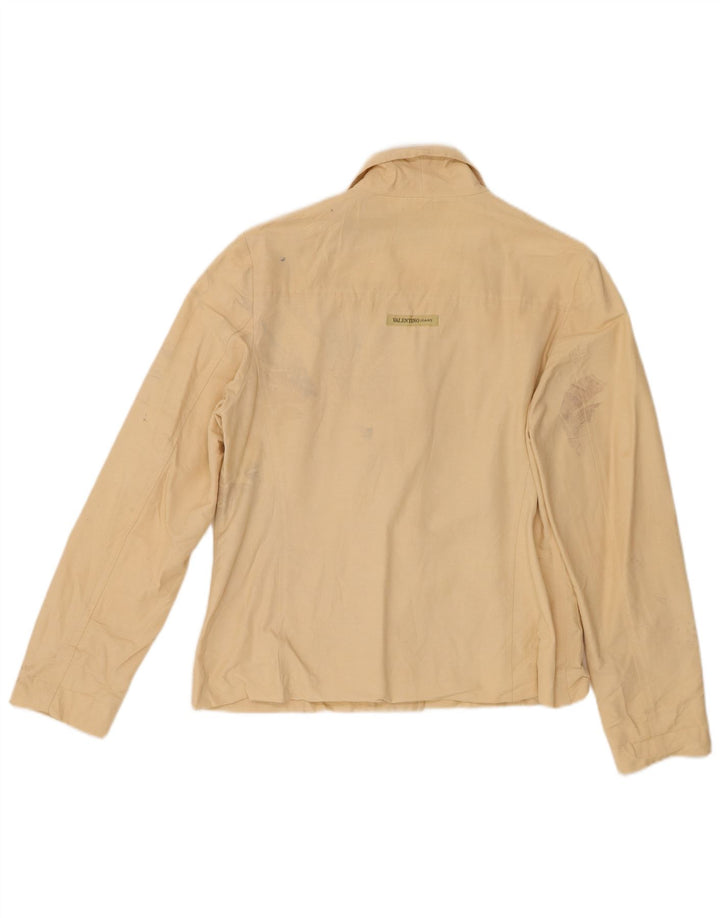 Valentino Dame 3 Button Blazer Jacket IT 40 Small Beige Pinstripe