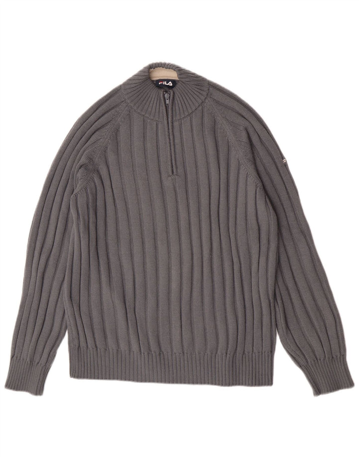 Fila Herre Zip Neck Jumper Sweater Stor Grå Merinould