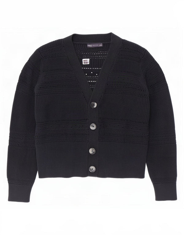 Marks & Spencer Dame Cardigan Sweater UK 16 Large Navy Blue Cotton