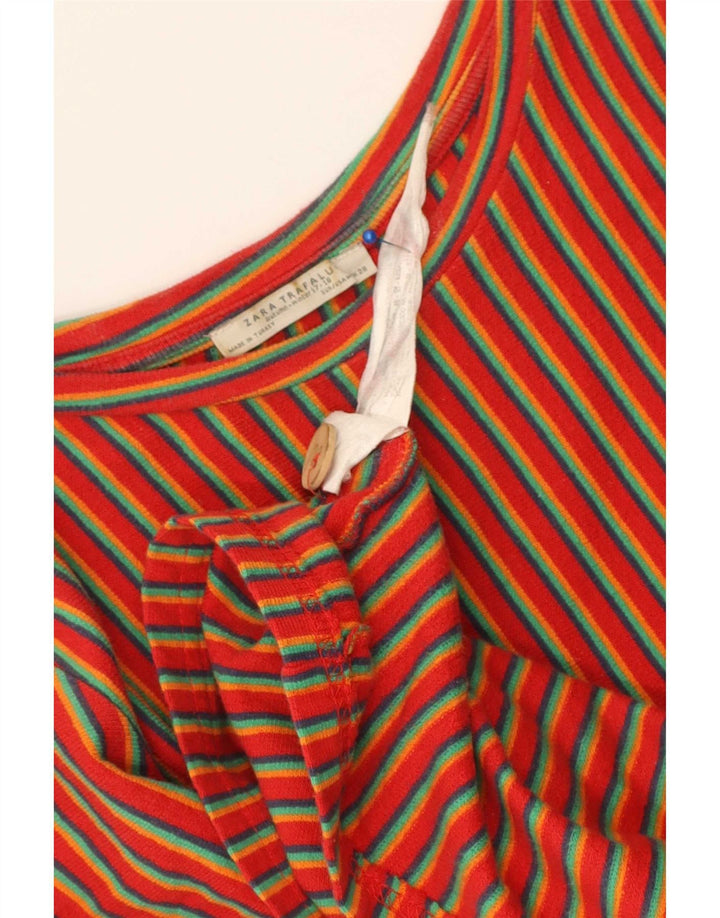 Zara Dame Trafaluc Skift Kjole UK 14 Medium Rød Stribet Bomuld