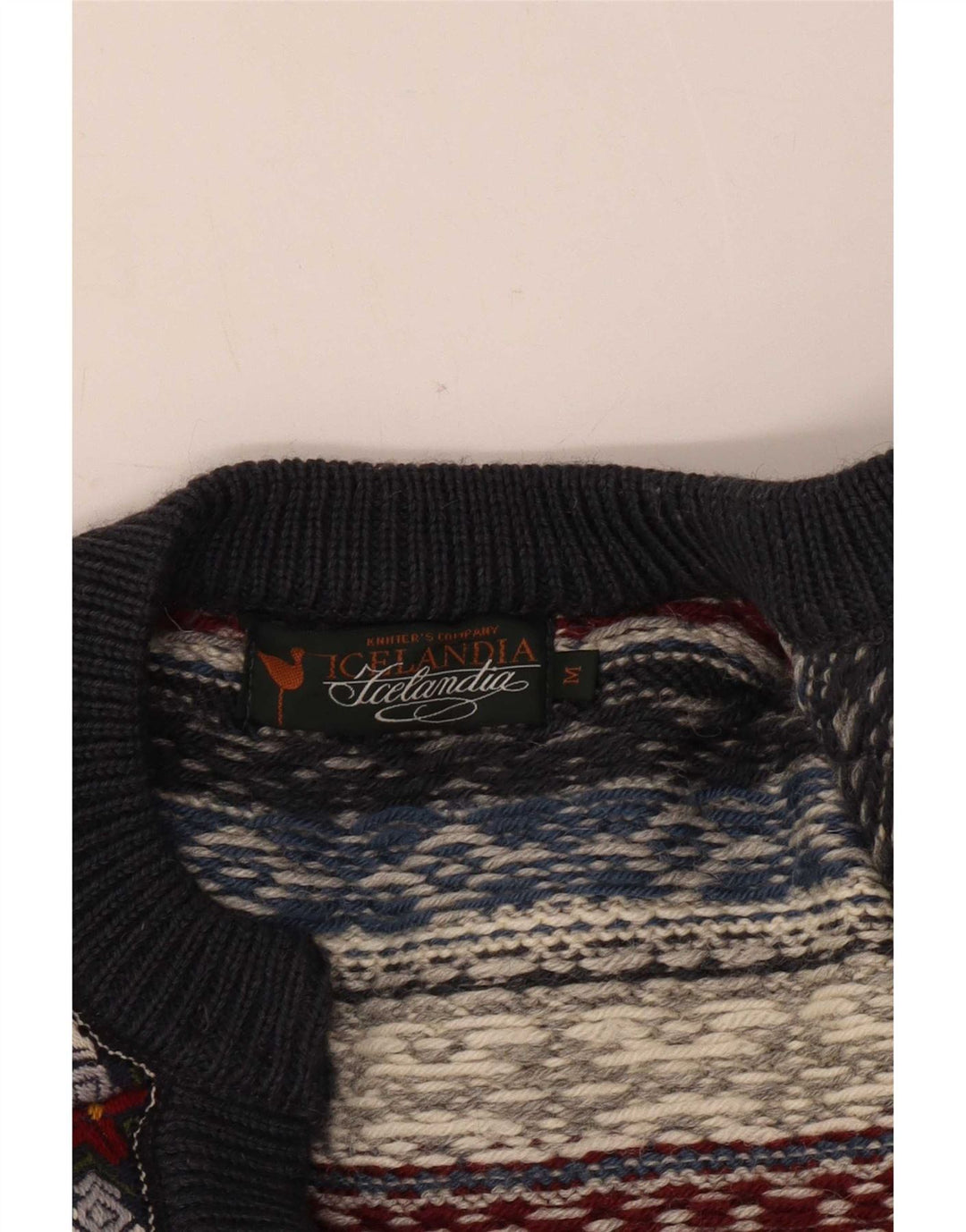 Icelandia Womens Open Cardigan Sweater UK 14 Medium Off White Fair Isle