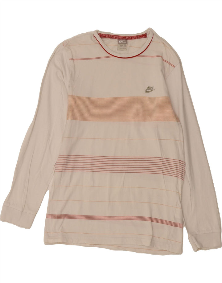 NIKE Mens Top Long Sleeve UK 36/38 Small White Striped Cotton Vintage Nike and Second-Hand Nike from Messina Hembry 