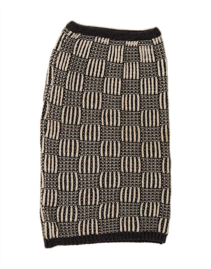 VINTAGE Womens Knit Pencil Skirt UK 10 Small W26  Grey Patchwork Acrylic Vintage Vintage and Second-Hand Vintage from Messina Hembry 