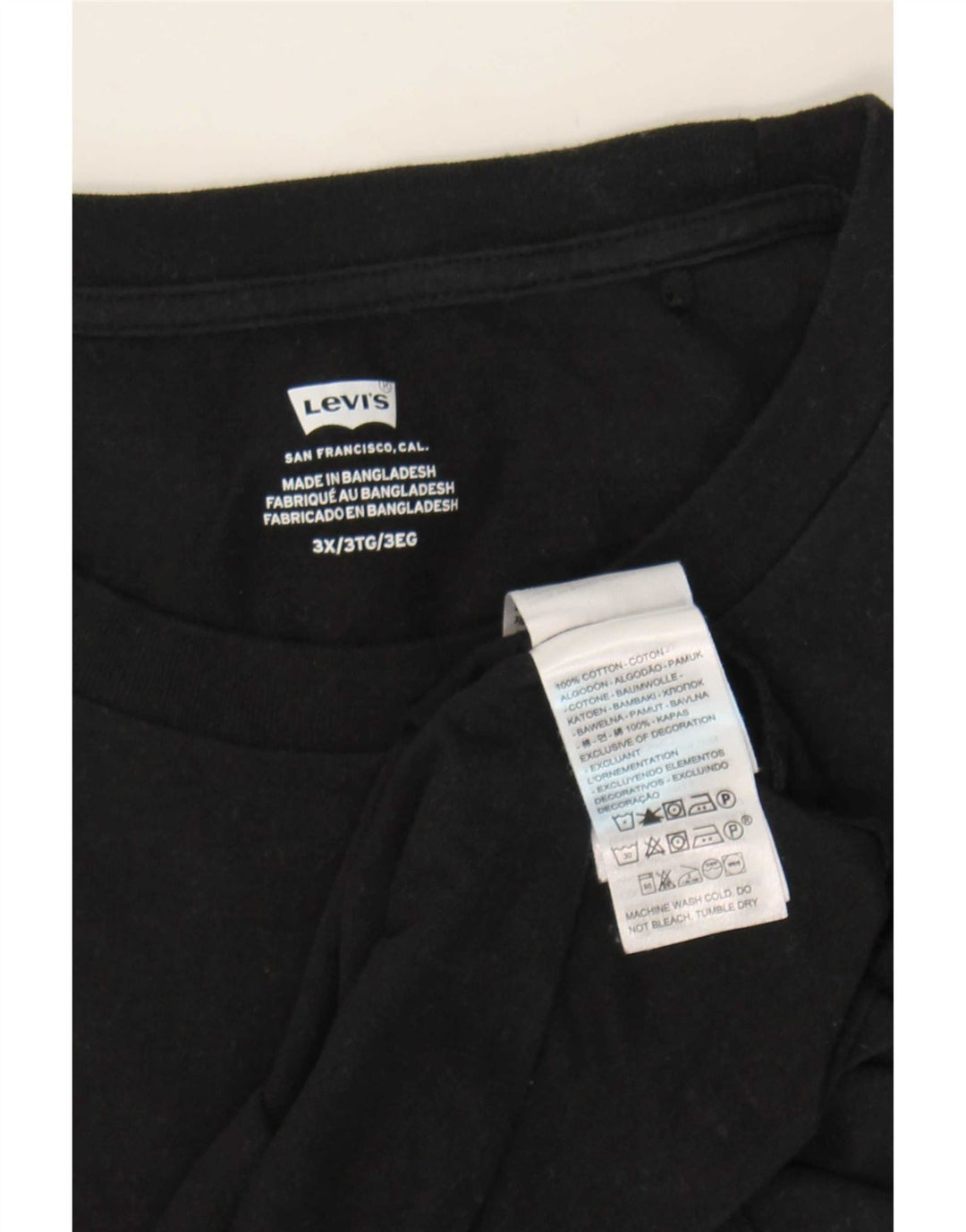 Levi's Dame T-Shirt Top UK 22 3XL Sort Bomuld
