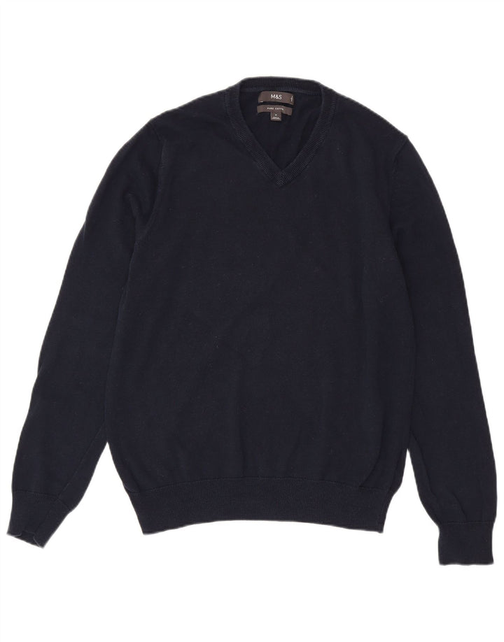 Marks & Spencer Herre V-hals sweater Medium marineblå bomuld