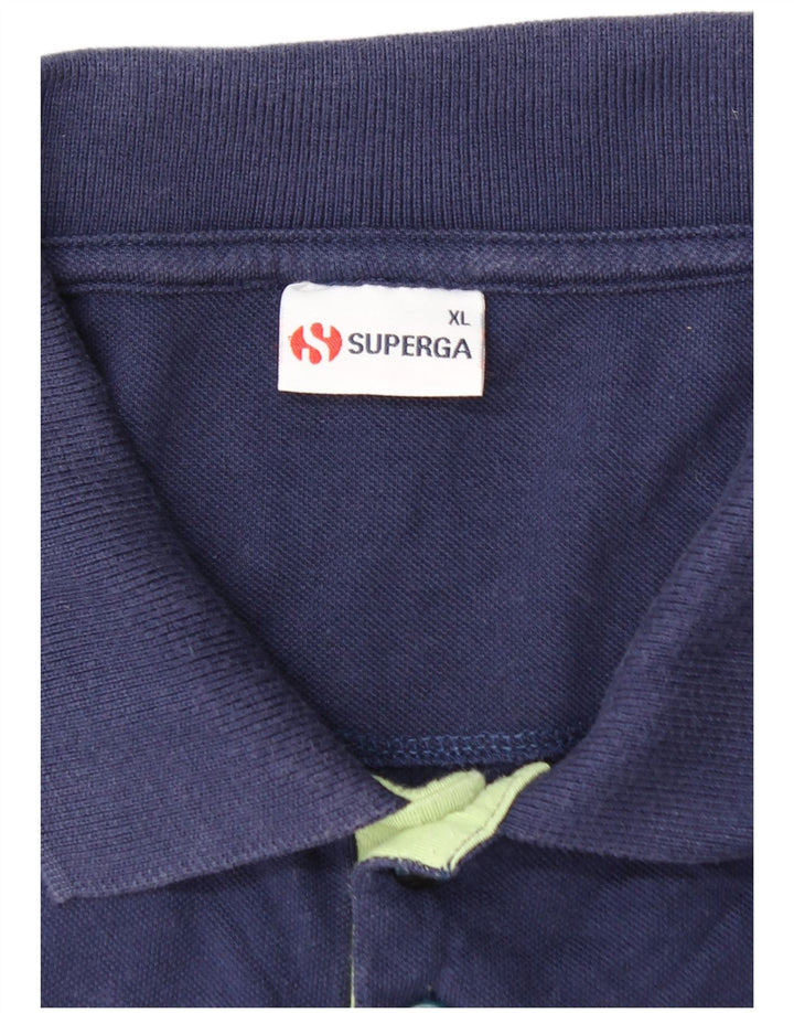 SUPERGA drenge poloshirt 15-16 år XL marineblå colourblock bomuld