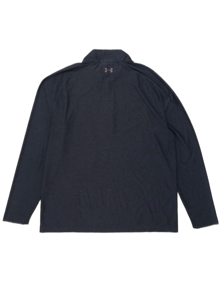 Under Armour Herre Zip Neck Pullover Træningsdragt Top Large Navy Blue Flecked