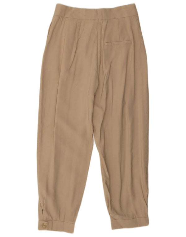 Zara Womens Pegged Cropped Trousers Small W26 L25 Beige Viscose