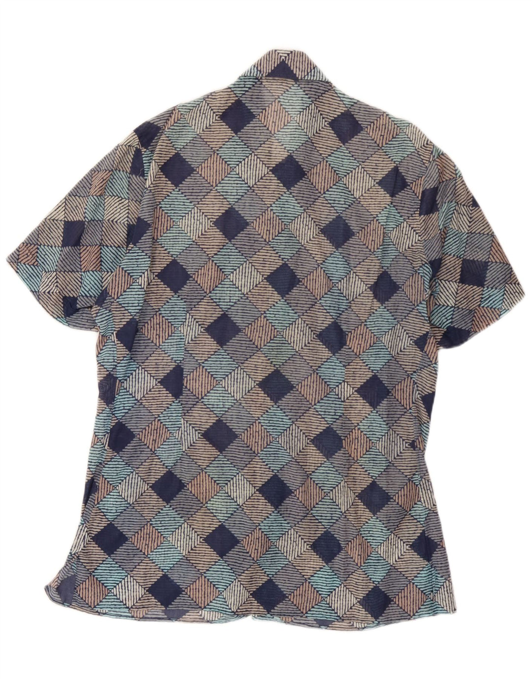 Vintage kortærmet herreskjorte XL flerfarvet geometrisk