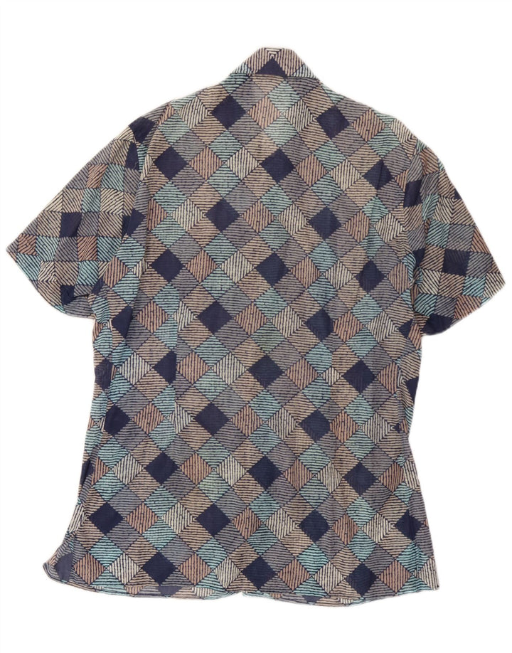 Vintage kortærmet herreskjorte XL flerfarvet geometrisk