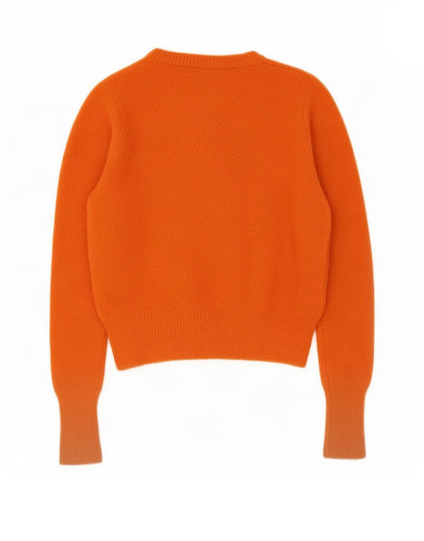 Zara Womens Crop Boat Neck Jumper Sweater UK 12 Medium Orange Nylon