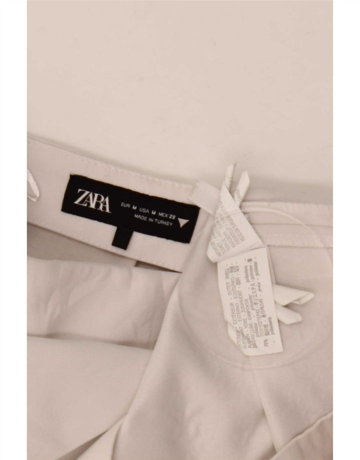 Zara Kvinders Højtaljede Casual Shorts Medium W28 Off White Polyester