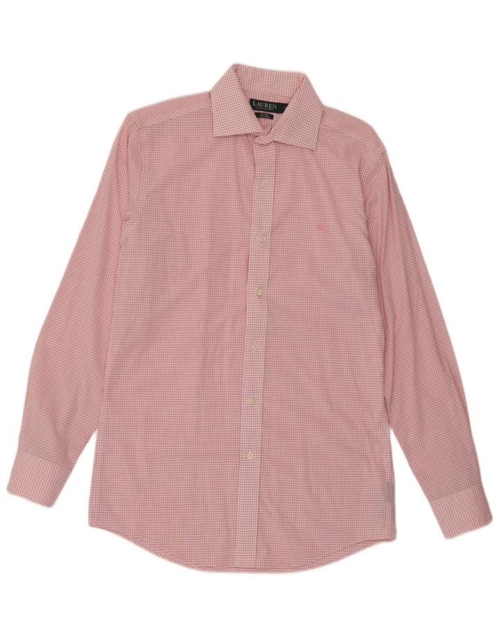 Ralph Lauren Herre Fitted skjorte størrelse 15 38 Medium Pink ternet bomuld