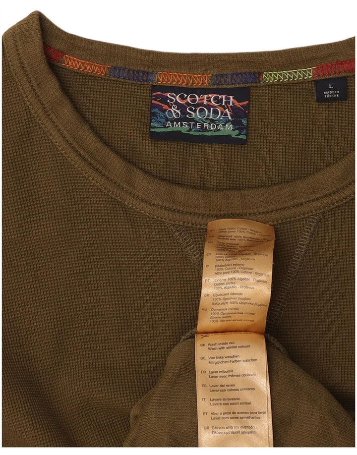 Scotch & Soda Herre Top Langærmet Stor Khaki Bomuld
