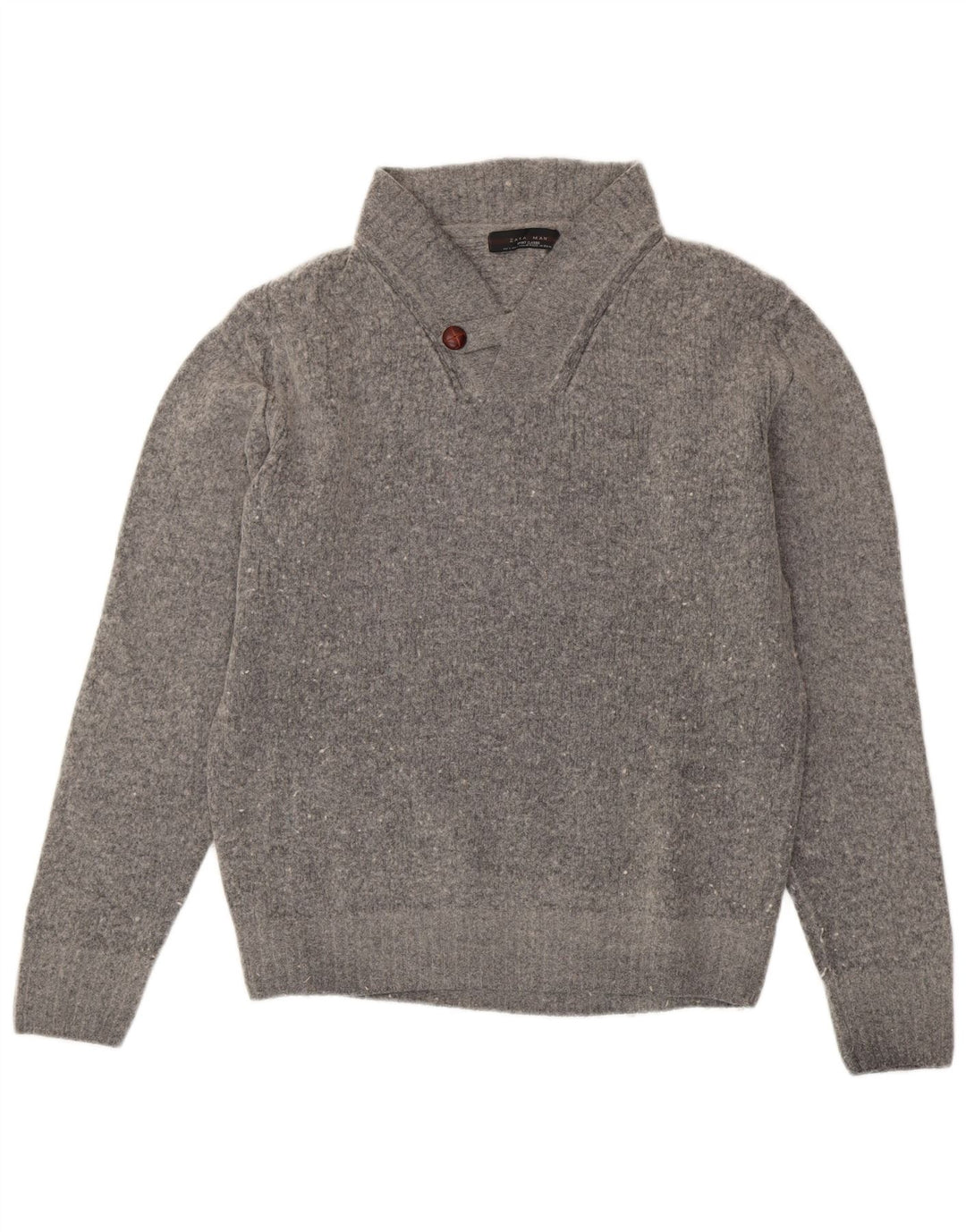 ZARA Herre V-hals sweater Stor grå uld