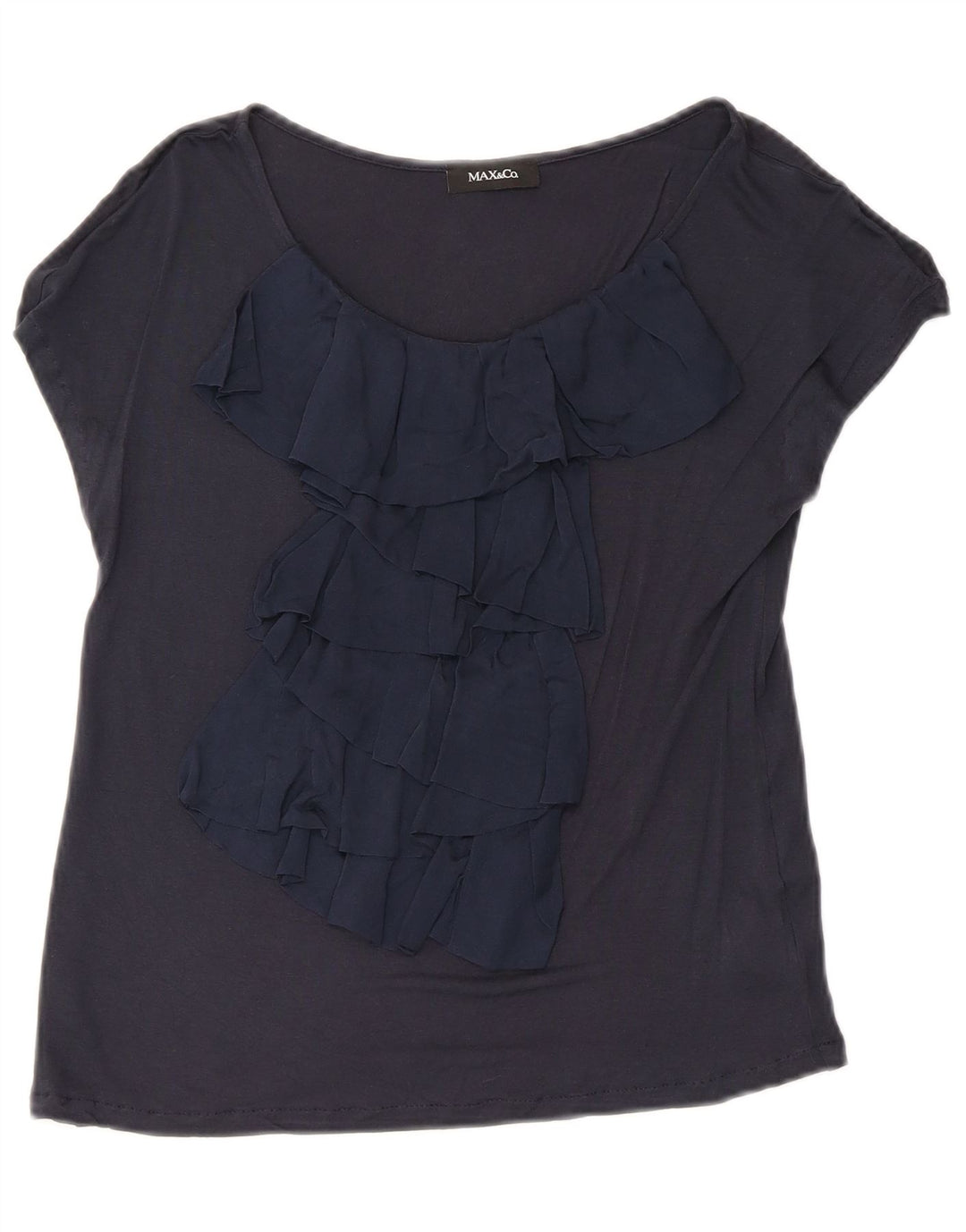 Max & Co. Damebluse Top UK 8 Small Navy Blue Viscose