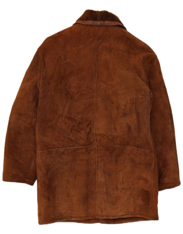 Vintage Herre Shearling Overfrakke UK 40 Large Brown