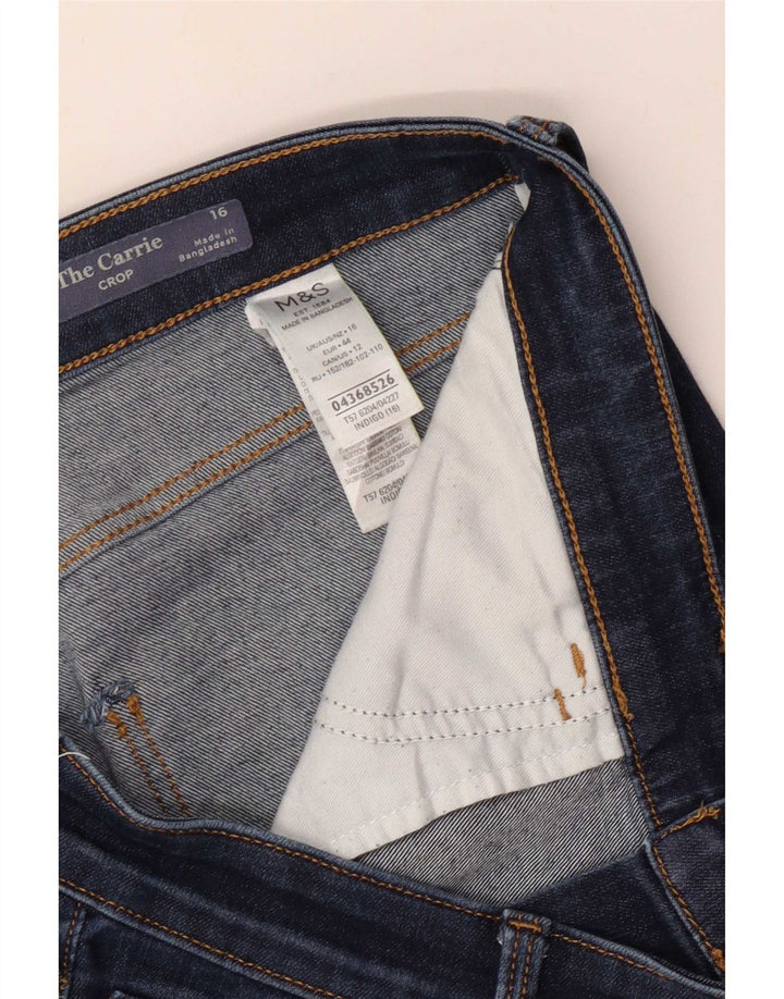 Marks & Spencer Womens Cropped Jeans UK 16 Large W34 L21 Navy Blue