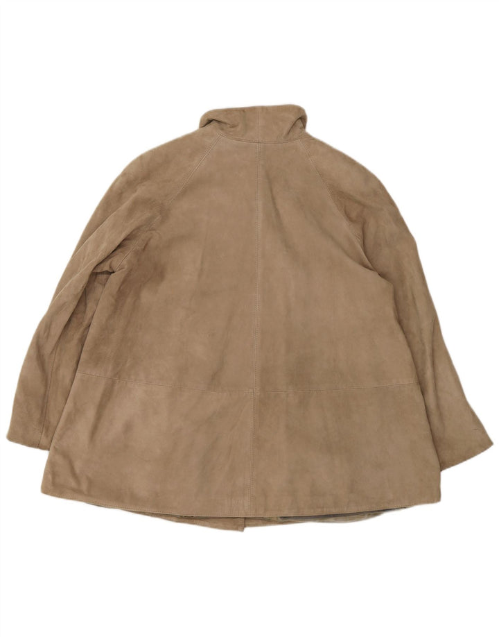 VINTAGE Dame ruskindsjakke UK 10 Small Beige Læder