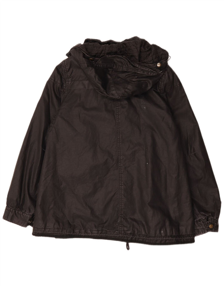 Zara Dame Hætte Vokset Bomuldsjakke UK 14 Medium Sort