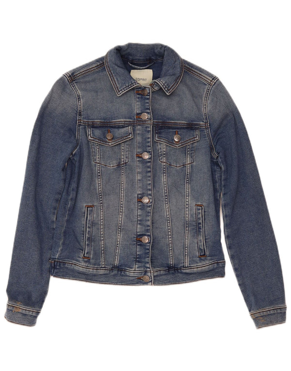 Esprit Dame Crop Denim Jacket UK 10 Small Blue Cotton