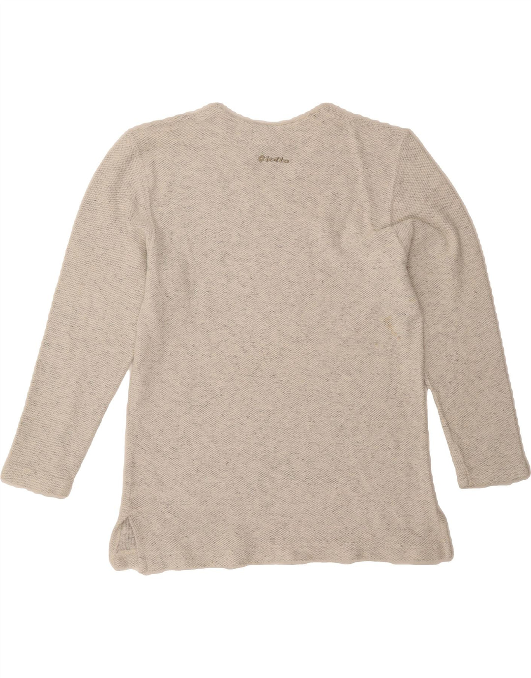 LOTTO Womens Graphic V-Neck Jumper Sweater UK 14 Medium Grey Flecked Vintage Lotto and Second-Hand Lotto from Messina Hembry 