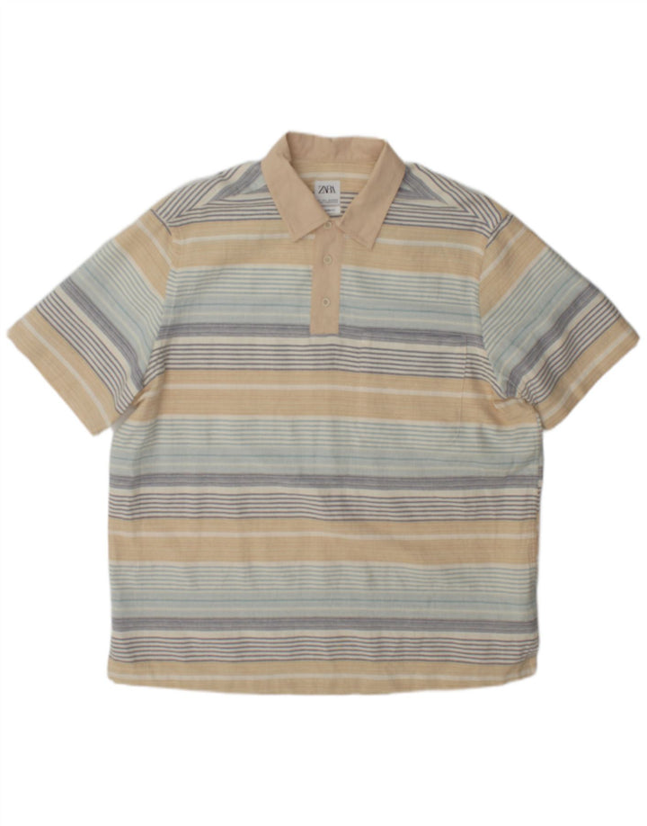 Zara herre poloshirt Stor flerfarvet stribet bomuld