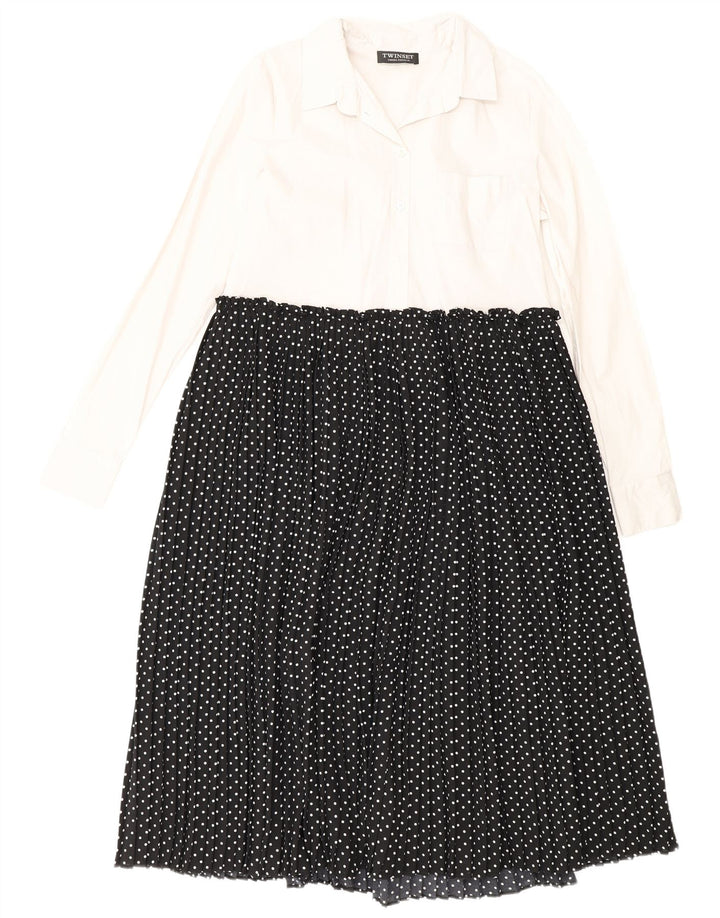 Simona Barbieri Dame Twinset Maxi Dress IT 42 Medium Black Polka Dot
