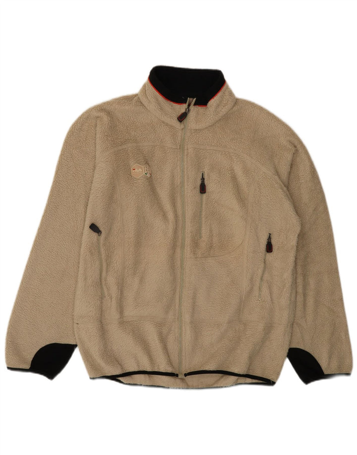 Fila Fleecejakke til mænd UK 40 Large Beige Colourblock Polyester Sports