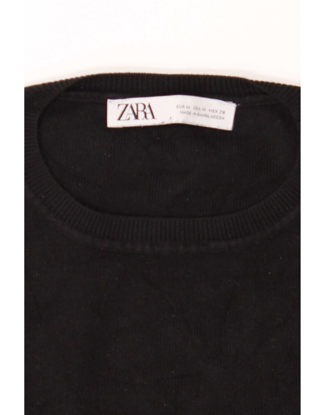 Zara Womens Crop Boat Neck Jumper Sweater UK 12 Medium Black