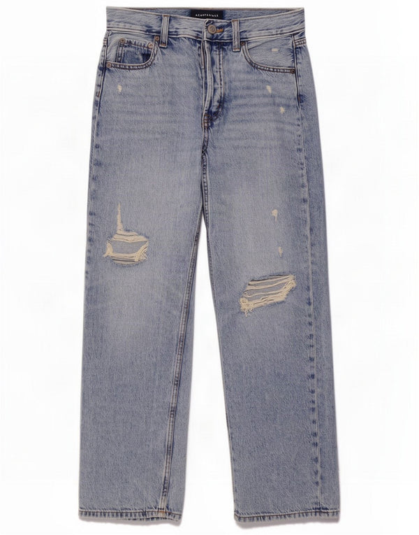 Aeropostale Dame Baggy Distressed High Waist Jeans US 0 XS W28 L29 Blue