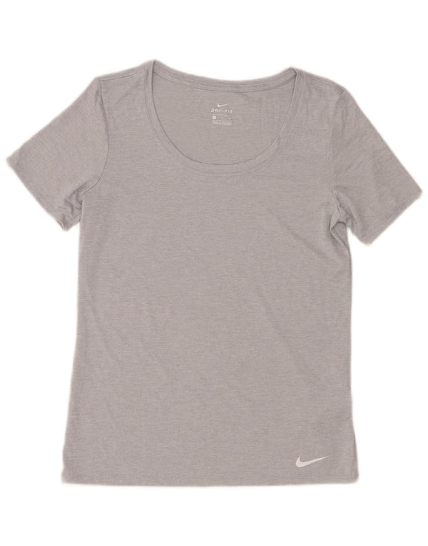 Nike Dame Dri Fit T-Shirt Top UK 10 Small Grå Flecked Polyester